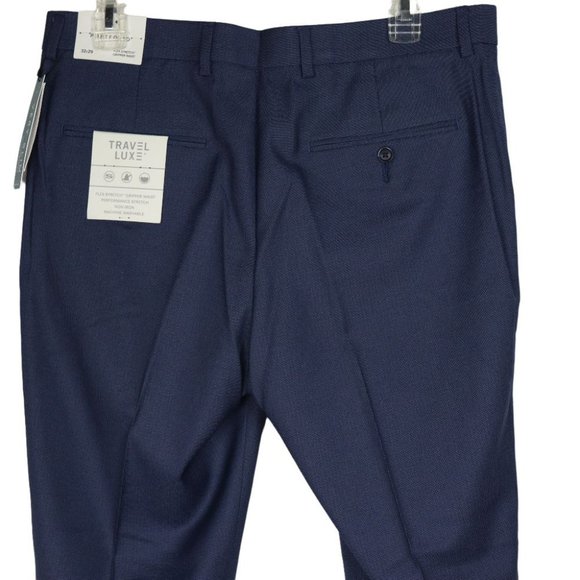 NWT Perry Ellis Bering Sea Blue Slim Fit Pin Check Dress Pants - Picture 3 of 7